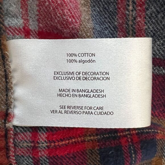 Eddie Bauer Shirt Men XLarge Red Gray Plaid Flannel Button Up Campcore Cabincore - Picture 7 of 7